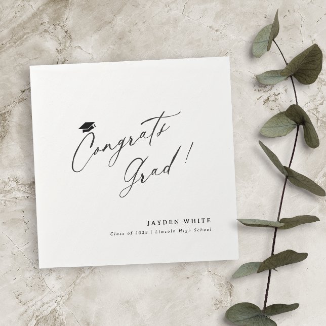 Modern Calligraphy Simple Congrats Graduate Napkin (Modern Calligraphy Simple Congrats Graduate Napkins)