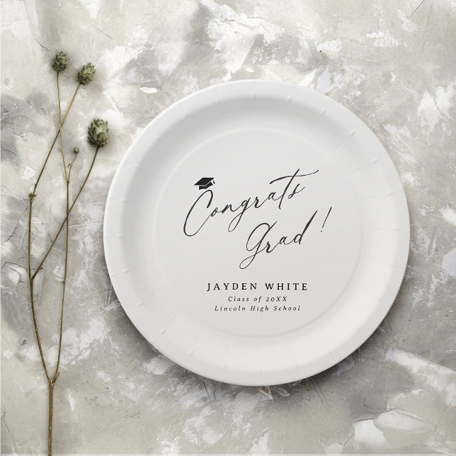 Modern Calligraphy Simple Congrats Graduate Paper Plate (Modern Calligraphy Simple Congrats Graduate Paper Plates)