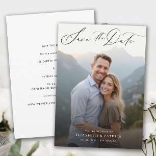 Modern Calligraphy Simple Elegant Photo Wedding Save The Date