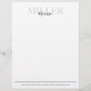 Modern Calligraphy Simple Monogram Name Template Custom Letterhead
