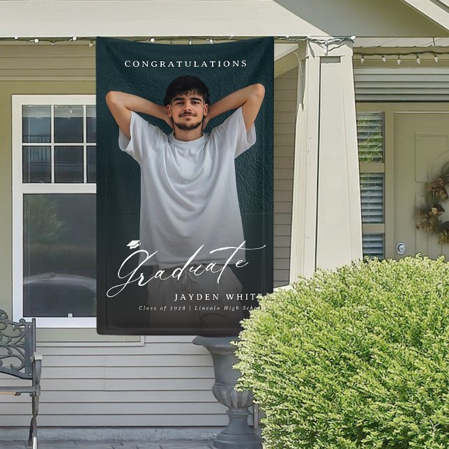 Modern Calligraphy Simple Photo Graduation Party Banner (Modern Calligraphy Simple Photo Graduation Party Banner)