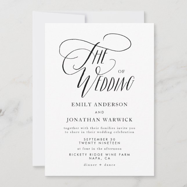 Modern Calligraphy Simple Wedding Invitation (Front)