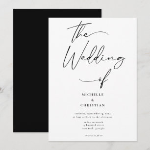 Modern Calligraphy Solid Black Wedding Invitation