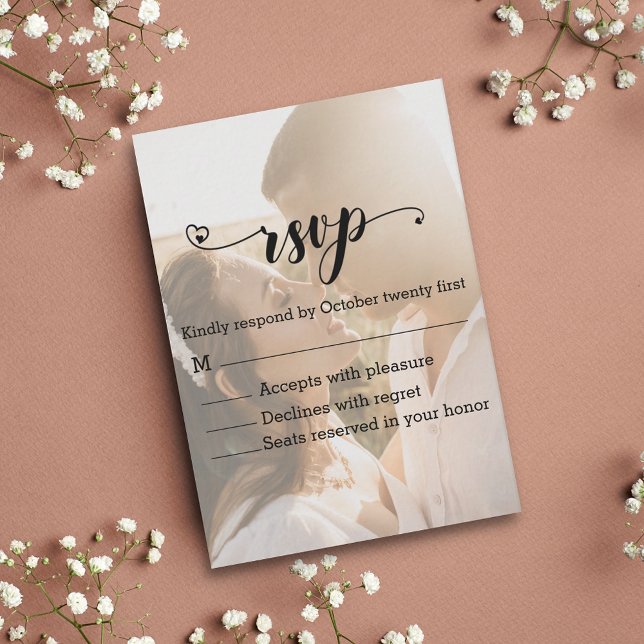 modern calligraphy stylish photo  rsvp wedding  card (Creator Uploaded)