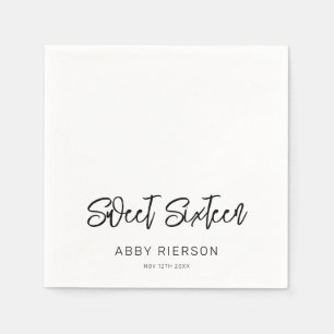 Modern Calligraphy Sweet Sixteen Custom Name Napkin