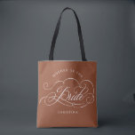 Modern calligraphy Terracotta Mother of the Bride Tote Bag<br><div class="desc">A timeless and elegant mother of the bride gift tote bag featuring refined calligraphy script on a classic background,  perfect for a formal and sophisticated wedding celebration. For customisation or additional products featuring this design,  please feel free to contact me.</div>