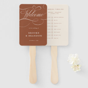 Modern Calligraphy  Terracotta wedding Timeline Hand Fan
