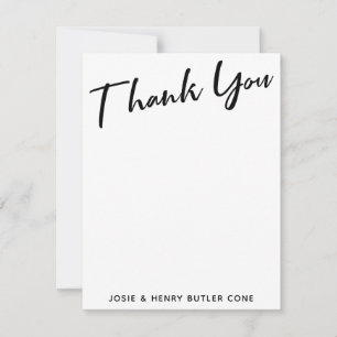 Modern Calligraphy Thank You w/ Gold Striped Back Save The Date
