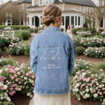 Modern Calligraphy The Bride wedding day  Denim Jacket<br><div class="desc">For more wedding invitation wording options,  please see the complete elegant calligraphy wedding collection: https://www.zazzle.com/collections/modern_minimalist-119052317964885904?rf=238296117664346256</div>