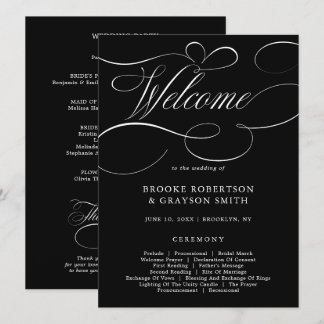 Modern calligraphy timeless Black  Program Card