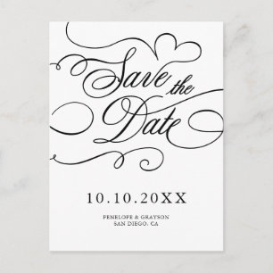 Modern calligraphy timeless black Save the Date Postcard