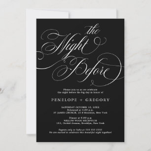 Modern calligraphy timeless black the night before invitation