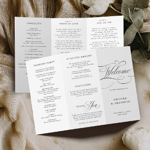Modern calligraphy timeless black  wedding Program