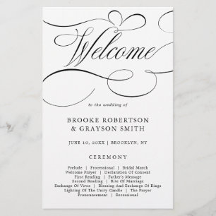 Modern calligraphy timeless Black  Wedding Program