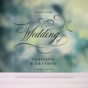 Modern calligraphy timeless black  Wedding Welcome Acrylic Sign