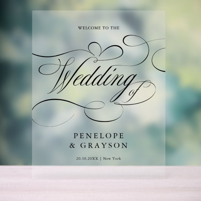 Modern calligraphy timeless black  Wedding Welcome Acrylic Sign (Neutral)