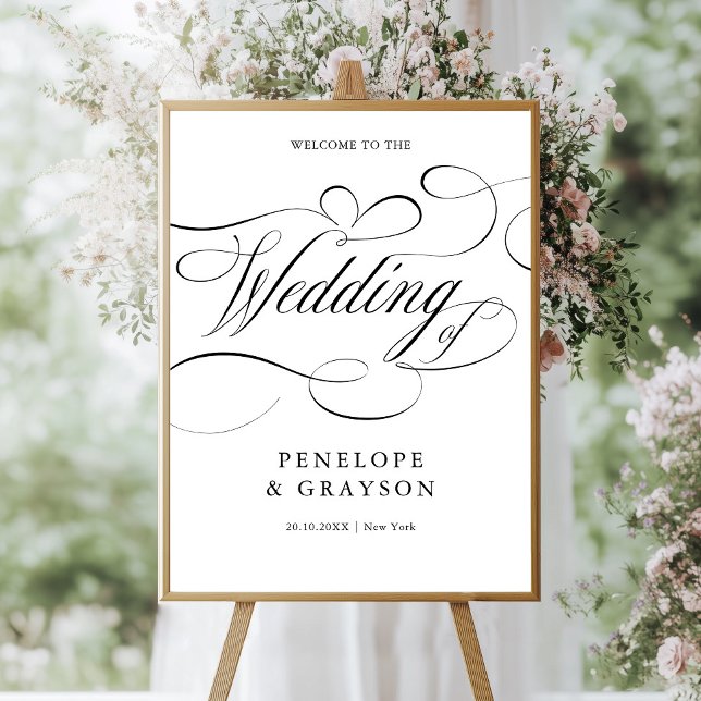 Modern calligraphy timeless black  Wedding Welcome Poster (Creator Uploaded)