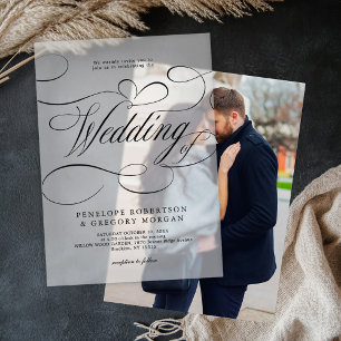 Modern calligraphy timeless Black & white wedding Vellum Invitations