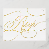 Modern calligraphy timeless gold and white RSVP