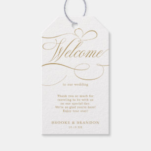 Modern calligraphy timeless gold and white wedding gift tags