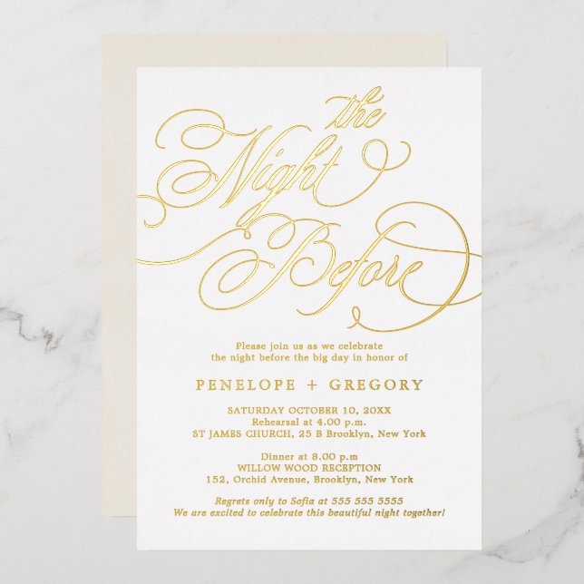Modern calligraphy timeless gold The night before  (Front/Back)