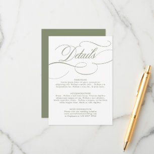 Modern calligraphy timeless Sage Green wedding Enclosure Card