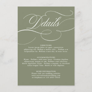 Modern calligraphy timeless Sage Green wedding Enclosure Card