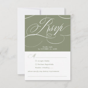 Modern calligraphy timeless  Sage Green wedding RSVP Card