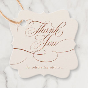 Modern calligraphy timeless Terracotta Thank you Favour Tags