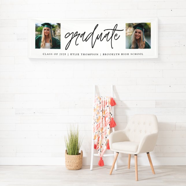 Modern Calligraphy Two Photo Graduation Banner (Insitu)