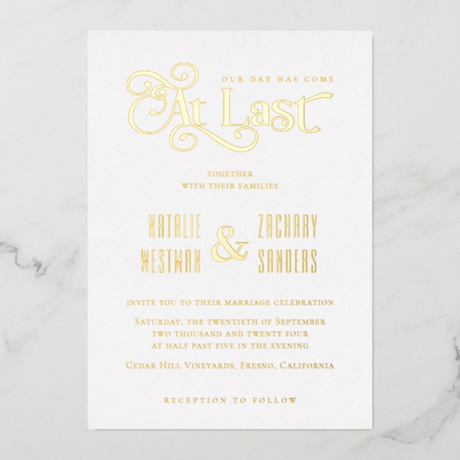 Modern Calligraphy Typography At Last Wedding (Front)