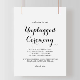 Modern Calligraphy Unplugged Ceremony Sign