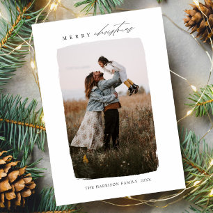 Modern Calligraphy Vertical Christmas Single Photo Holiday Card