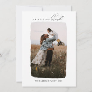 Modern Calligraphy Vertical Peace on Earth Holiday Card