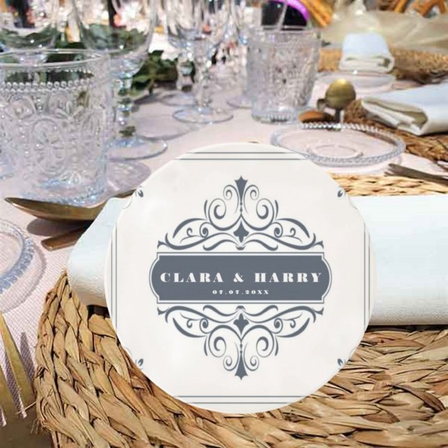 Modern calligraphy vintage floral wedding  coaster (Creator Uploaded)