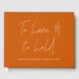 Modern Calligraphy Vows Burnt Orange Wedding Guest Book