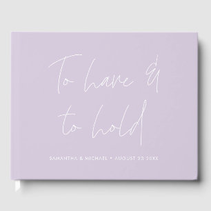 Modern Calligraphy Vows Light Purple Wedding Guest Book