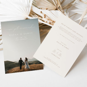 Modern Calligraphy We Got Married Photo Wedding Announcement