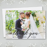 Modern Calligraphy Wedding Bride Groom Photo B Thank You Card<br><div class="desc">Modern Calligraphy Wedding Bride and Groom Photo Thank You Card - Black Script</div>