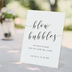 Modern Calligraphy Wedding Bubble Send Off Pedestal Sign