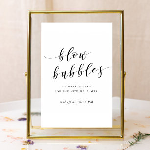 Modern Calligraphy Wedding Bubble Send Off Sign