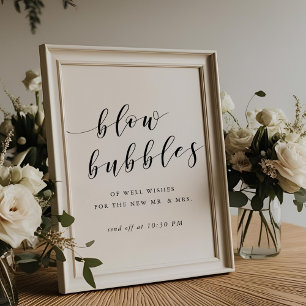 Modern Calligraphy Wedding Bubble Send Off Sign