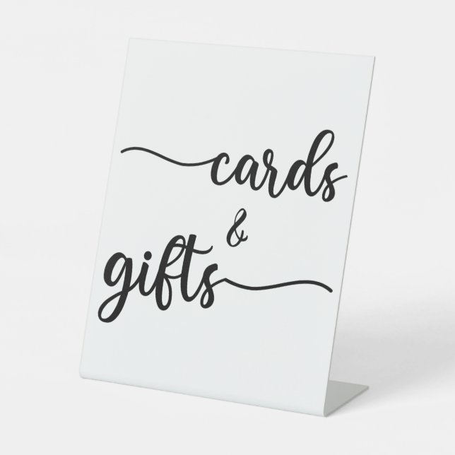 Modern Calligraphy Wedding Cards and Gifts Pedesta Pedestal Sign (Front)