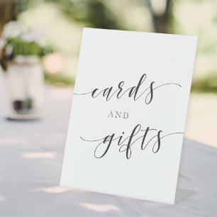 Modern Calligraphy Wedding Cards and Gifts Pedestal Sign