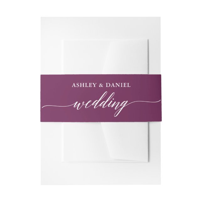 Modern Calligraphy Wedding Cassis Invitation Belly Band (Front Example)