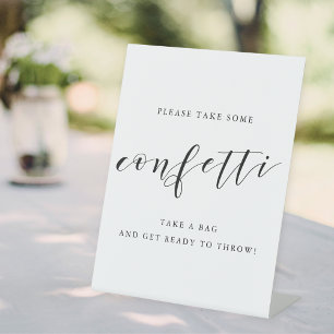 Modern Calligraphy Wedding Confetti Send Off Pedestal Sign