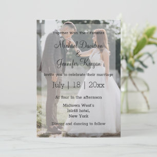 modern calligraphy wedding day photo invitation
