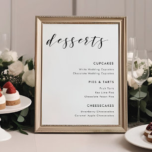 Modern Calligraphy Wedding Desserts Menu Sign
