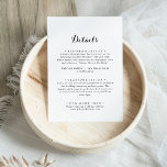 Modern Calligraphy Wedding Details Enclosure Card<br><div class="desc">This modern calligraphy wedding details enclosure card is perfect for a rustic wedding. The simple and elegant design features classic and fancy script typography in black and white.</div>