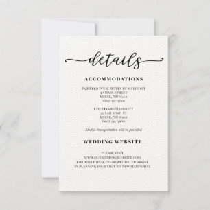 Modern Calligraphy Wedding Details enclosure card